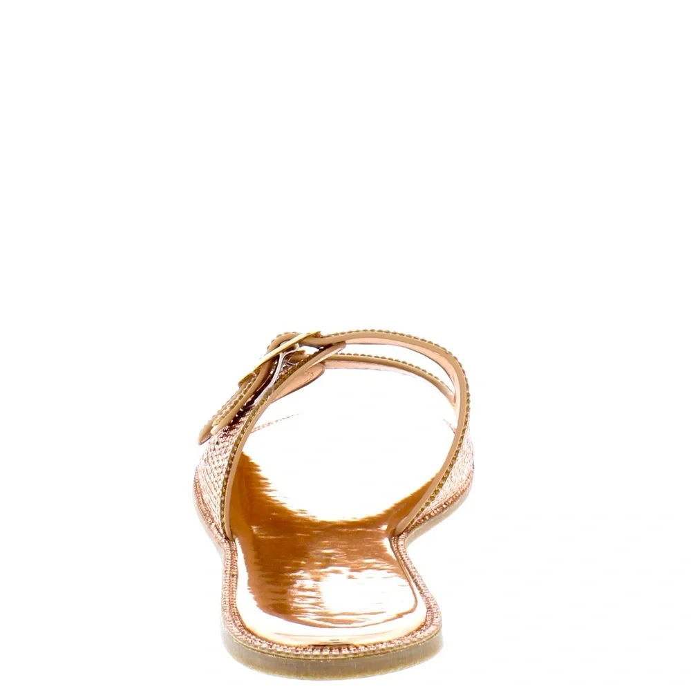 🎉 $25 Rose Gold Metallic Bling Flat Padded Slider Slippers Sandals